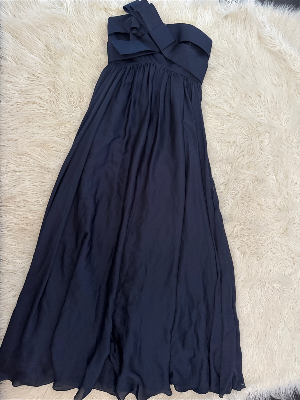 Elegant Navy Strapless Evening Dress